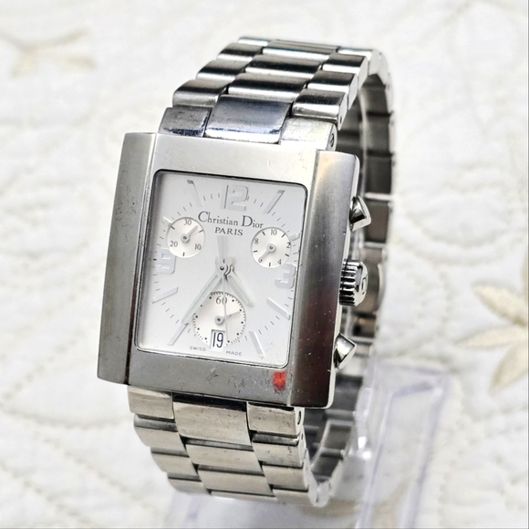 Christian Dior Riva Chronograph Men's Watch D81-100 RARE DS8825 Stainless Steel - Picture 3 of 10